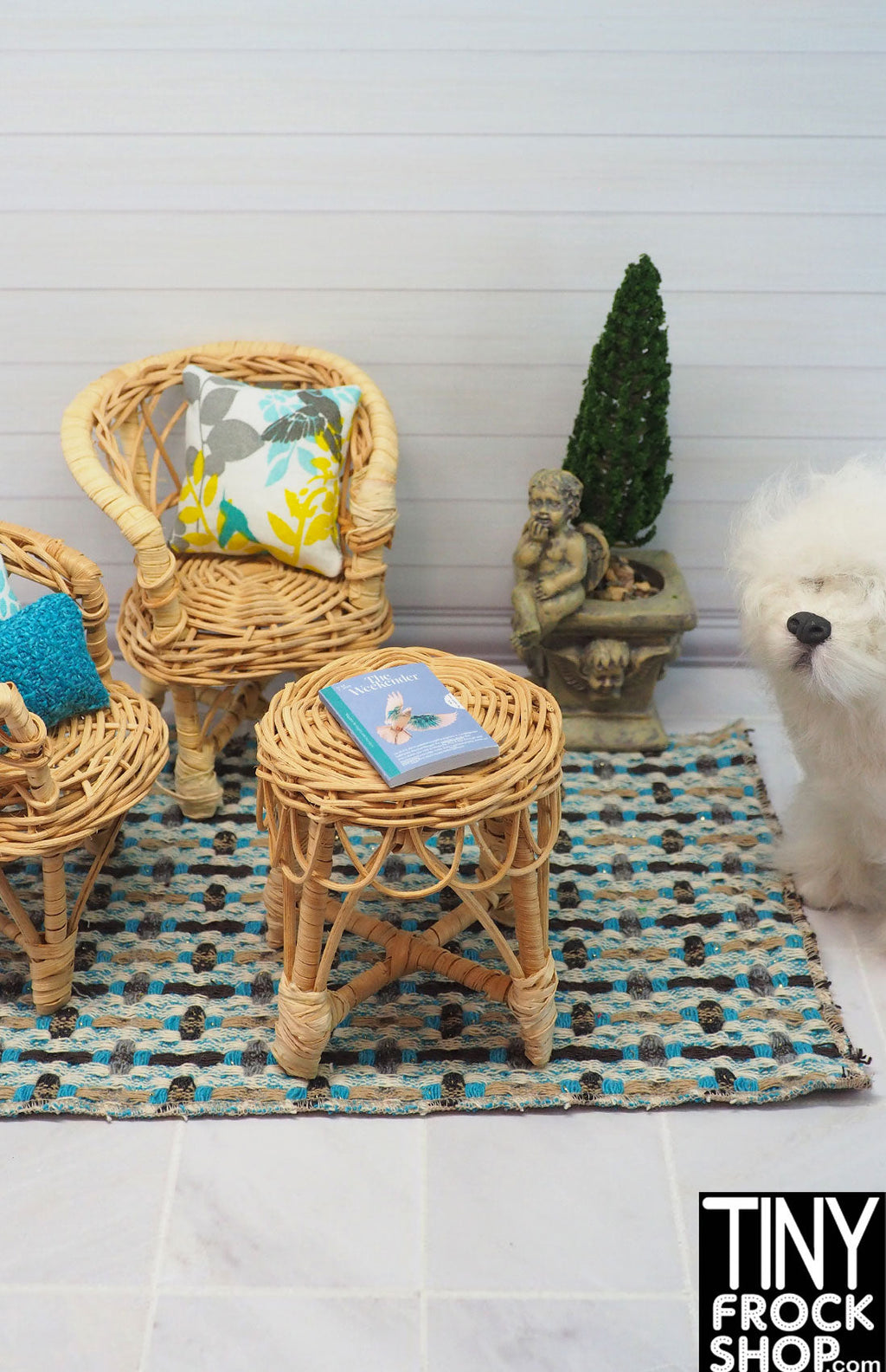 12" Fashion Doll Metallic Basket Weaver Area Rug by TINY FROCK