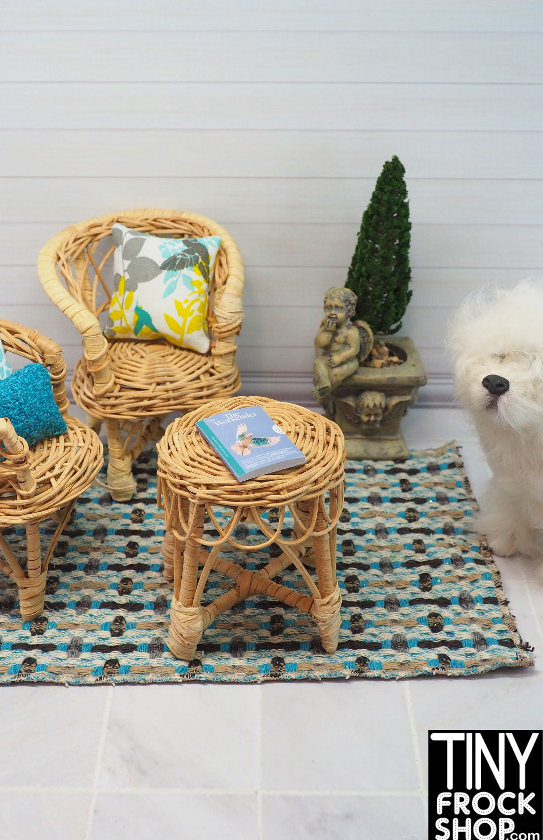 12" Fashion Doll Metallic Basket Weaver Area Rug by TINY FROCK